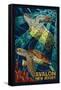 Avalon, New Jersey - Sea Turtle - Mosaic-Lantern Press-Framed Stretched Canvas