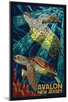 Avalon, New Jersey - Sea Turtle - Mosaic-Lantern Press-Mounted Art Print
