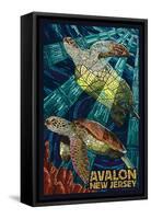 Avalon, New Jersey - Sea Turtle - Mosaic-Lantern Press-Framed Stretched Canvas