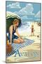 Avalon, New Jersey - Woman on Beach-Lantern Press-Mounted Art Print