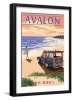 Avalon, New Jersey - Woody on the Beach-Lantern Press-Framed Art Print