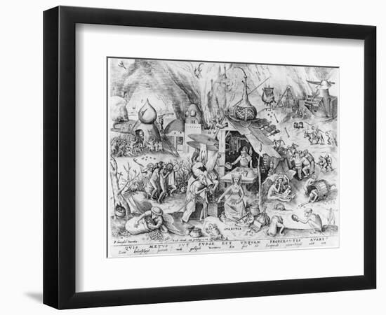 Avarice, from the Seven Deadly Sins, Engraved by Pieter Van Der Heyden (C.1530-72) 1558-Pieter Bruegel the Elder-Framed Giclee Print