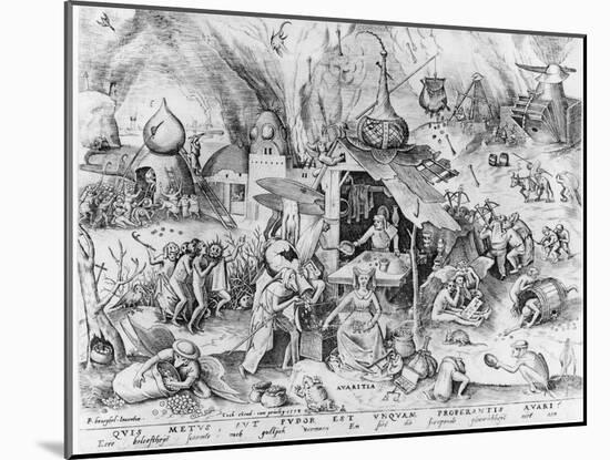 Avarice, from the Seven Deadly Sins, Engraved by Pieter Van Der Heyden (C.1530-72) 1558-Pieter Bruegel the Elder-Mounted Giclee Print