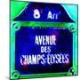 Ave Champs-Elysees Sign, Paris-Tosh-Mounted Art Print