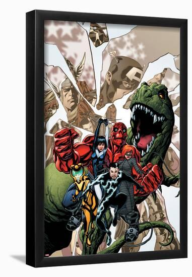 Avengers Academy No.12 Cover: Striker, Veil, Hazmat, Finesse, Mettle, and Reptil-Mike McKone-Framed Poster