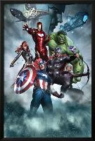 Avengers Assemble Artwork with Thor, Hulk, Iron Man, Captain America, Hawkeye, Black Widow, Loki-null-Lamina Framed Poster