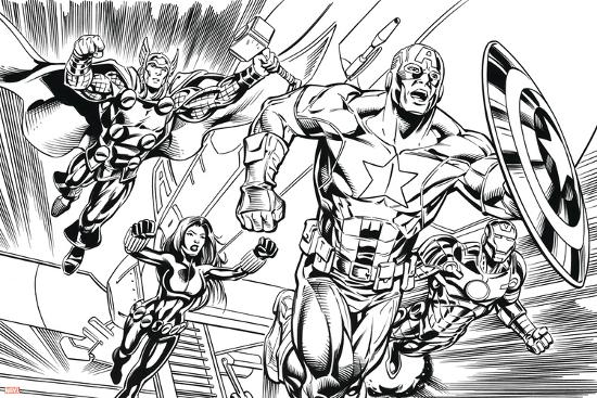 Avengers Assemble Inks Featuring Iron Man, Captain America, Thor, Black Widow-null-Lamina Framed Poster