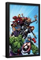 Avengers Assemble No.1 Cover: Captain America, Hulk, Black Widow, Hawkeye, Thor, and Iron Man-Mark Bagley-Framed Poster