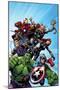 Avengers Assemble No.1 Cover: Captain America, Hulk, Black Widow, Hawkeye, Thor, and Iron Man-Mark Bagley-Mounted Poster