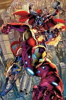 Avengers No.12.1: Iron Man, Ms. Marvel, Protector, and Thor-Bryan Hitch-Lamina Framed Poster