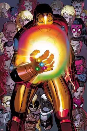 Avengers No.12: Iron Man with the Infinity Gauntlet-John Romita Jr^-Lamina Framed Poster