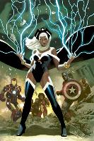 Avengers No.21 Cover: Storm, Captain America, and Iron Man-Daniel Acuna-Lamina Framed Poster