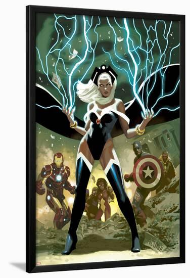 Avengers No.21 Cover: Storm, Captain America, and Iron Man-Daniel Acuna-Lamina Framed Poster