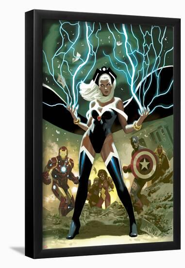 Avengers No.21 Cover: Storm, Captain America, and Iron Man-Daniel Acuna-Framed Poster