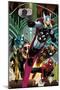 Avengers No.5 Cover: Thor, Captain America, Spider-Man, Iron Man, and Wolverine Flying-John Romita Jr^-Mounted Poster