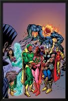 Avengers: Vision And The Scarlet Cover: Vision, Scarlet Witch, Thor, Iron Man and Dormammu-Gil Kane-Lamina Framed Poster