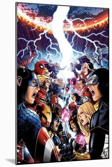 Avengers Vs. X-Men No.1 Cover: Captain America, Cyclops, Emma Frost, Gambit and Others Screaming-Jim Cheung-Mounted Poster