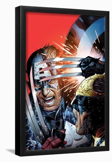 Avengers vs X-Men No.3 Cover: Captain America Fighting Wolverine-Jim Cheung-Framed Poster