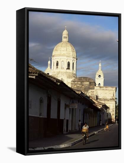 Avenida Calzada and the Neo-Classical Cathedral, Granada, Nicaragua, Central America-Robert Francis-Framed Stretched Canvas