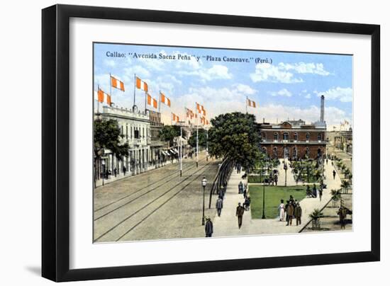 Avenida Saenz Pena and Plaza Casanave, Callao, Peru, C1900s-null-Framed Giclee Print