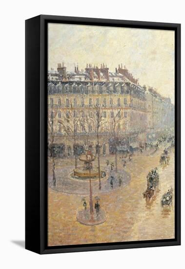 Avenue de L'Opera. Snow Effect. Morning-Camille Pissarro-Framed Stretched Canvas