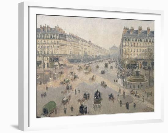 Avenue de l'Opéra, soleil, matinée d'hiver-Camille Pissarro-Framed Giclee Print