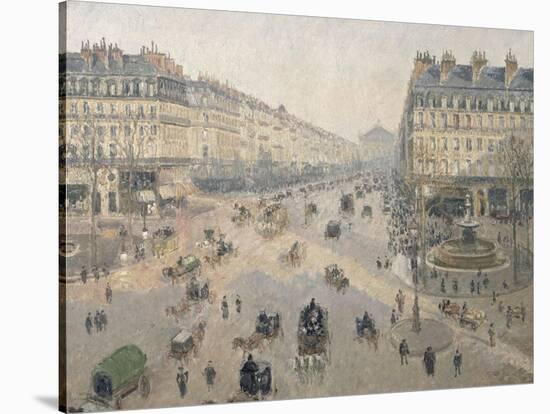 Avenue de l'Opéra, soleil, matinée d'hiver-Camille Pissarro-Stretched Canvas