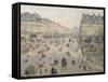 Avenue de l'Opéra, soleil, matinée d'hiver-Camille Pissarro-Framed Stretched Canvas