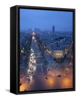 Avenue De La Grande Armee at Night with La Defense in the Distance from the Arc De Triomphe, Paris,-Martin Child-Framed Stretched Canvas