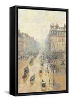 Avenue De LOpra. Snow Effect. Morning-Camille Pissarro-Framed Stretched Canvas