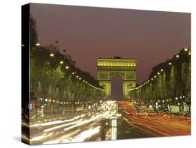 Avenue Des Champs Elysees and the Arc De Triomphe at Night, Paris, France, Europe-Neale Clarke-Stretched Canvas