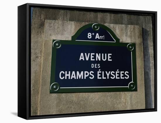 Avenue Des Champs Elysees Street Sign, Paris, France, Europe-Nigel Francis-Framed Stretched Canvas