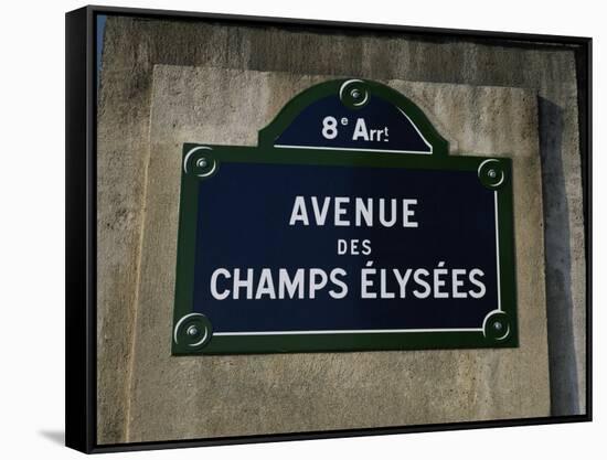 Avenue Des Champs Elysees Street Sign, Paris, France, Europe-Nigel Francis-Framed Stretched Canvas