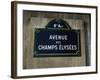 Avenue Des Champs Elysees Street Sign, Paris, France, Europe-Nigel Francis-Framed Photographic Print