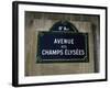 Avenue Des Champs Elysees Street Sign, Paris, France, Europe-Nigel Francis-Framed Photographic Print