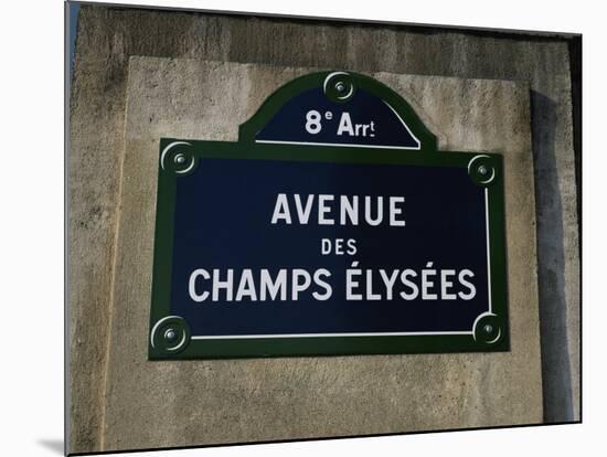 Avenue Des Champs Elysees Street Sign, Paris, France, Europe-Nigel Francis-Mounted Photographic Print