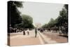 Avenue Du Bois De Boulogne, with the Arc De Triompe, Carriages and Pedestrians, 1890 (Hand-Coloured-French Photographer-Stretched Canvas