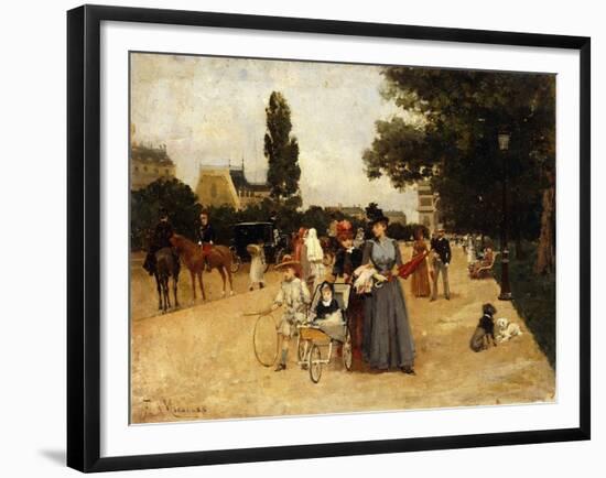 Avenue Foch with a View of the Arc de Triomphe-Miralles Galaup Francesco-Framed Giclee Print