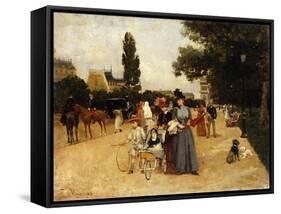 Avenue Foch with a View of the Arc de Triomphe-Miralles Galaup Francesco-Framed Stretched Canvas