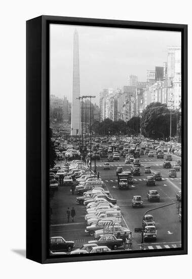 Avenue in Buenos Aires-Mario de Biasi-Framed Stretched Canvas