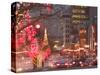 Avenue McGill College with Christmas Decor, Montreal, Quebec, Canada-Walter Bibikow-Stretched Canvas