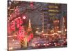 Avenue McGill College with Christmas Decor, Montreal, Quebec, Canada-Walter Bibikow-Stretched Canvas