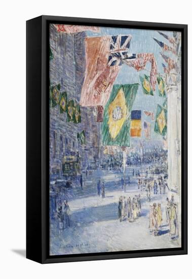 Avenue of the Allies: Brazil, Belgium, 1918-Childe Hassam-Framed Stretched Canvas