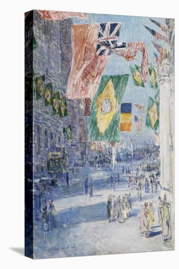 Avenue of the Allies: Brazil, Belgium, 1918-Childe Hassam-Stretched Canvas