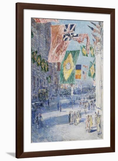 Avenue of the Allies: Brazil, Belgium, 1918-Childe Hassam-Framed Giclee Print