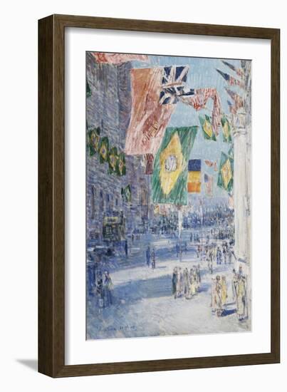 Avenue of the Allies: Brazil, Belgium, 1918-Childe Hassam-Framed Premium Giclee Print