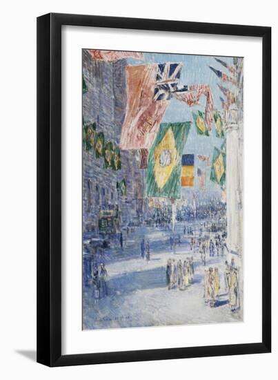 Avenue of the Allies: Brazil, Belgium, 1918-Childe Hassam-Framed Premium Giclee Print