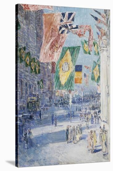 Avenue of the Allies: Brazil, Belgium, 1918-Childe Hassam-Stretched Canvas