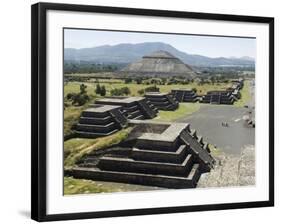 Avenue of the Dead and the Pyramid of the Sun in Background, North of Mexico City, Mexico-Robert Harding-Framed Photographic Print