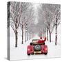 Avenue of Trees with Father Christmas Driving-Ake Lindau and John Daniels-Stretched Canvas